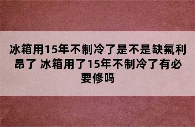 冰箱用15年不制冷了是不是缺氟利昂了 冰箱用了15年不制冷了有必要修吗